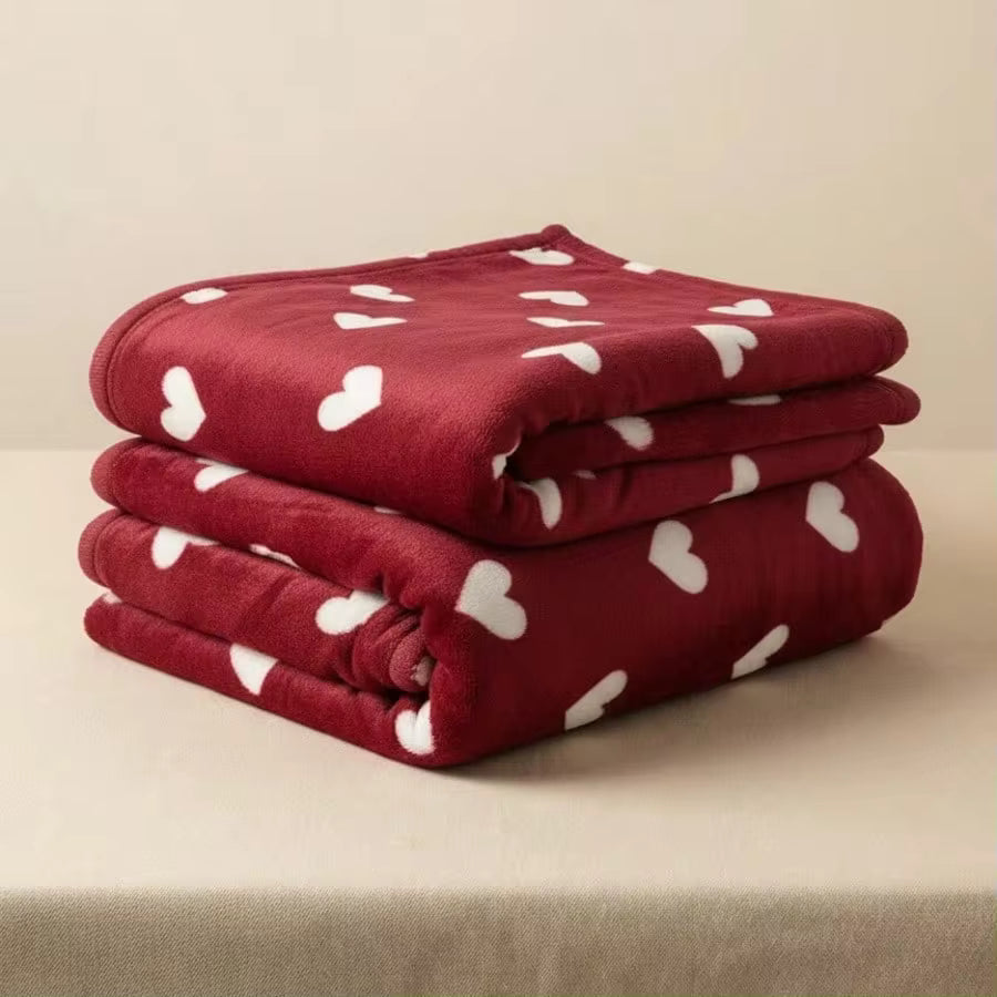 1pc Heart Pattern Blanket, Couple Gift Design, Faux Cashmere Material, Super Soft And Smooth Rabbit Fur Blanket, Provides Warm And Comfortable Sleeping Experience For Bed, Sofa, Shawl, Autumn Decor, Room Decor.