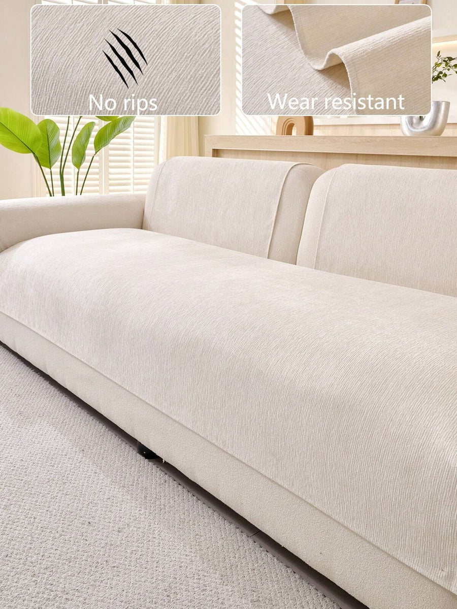 1pc All Season Sofa Cushion Cover, Modern Minimalist Non-Slip Sofa Seat Protector, Dust-Proof And Washable Sofa Slipcover, Fashionable Beige Fresh Style, Soft And Fade-Resistant, Pet-Friendly, Fits L-Shaped Sofa And 1/2/3/4 Seater Sofa
